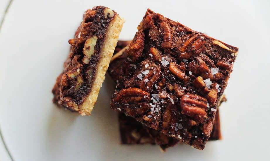 Chocolate Pecan Pie Bars with Shortbread Crust [No Corn Syrup]