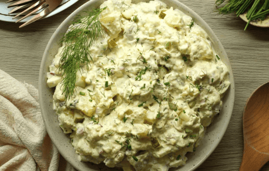Creamy Potato Salad with Dill Pickles