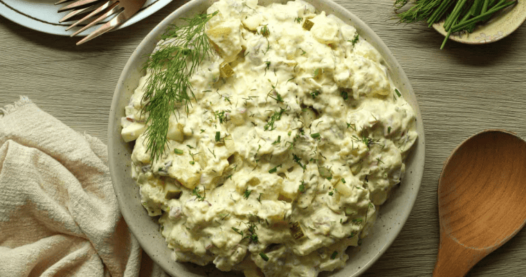 Creamy Potato Salad with Dill Pickles