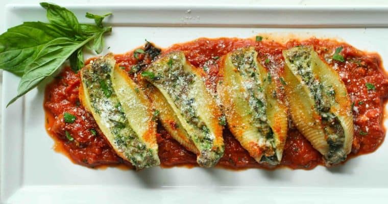 Beef Stuffed Shells [High Protein Cottage Cheese + Spinach]
