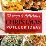 32 easy and delicious christmas potluck ideas - broccoli pomegranate salad, green bean casserole, etc.